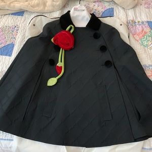 Red Valentino Wool Cape Rose